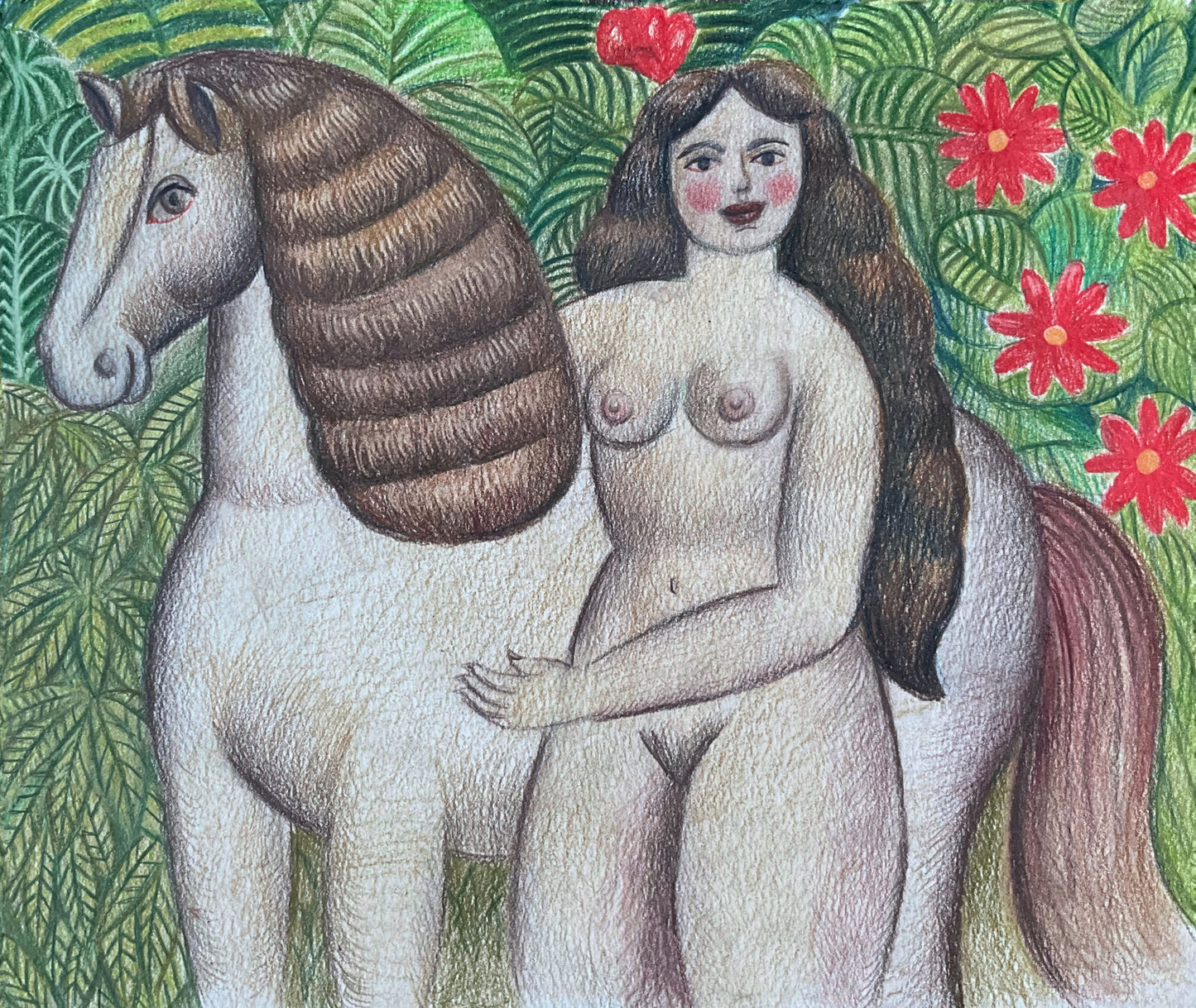 Woman Hugging a Horse , 2025