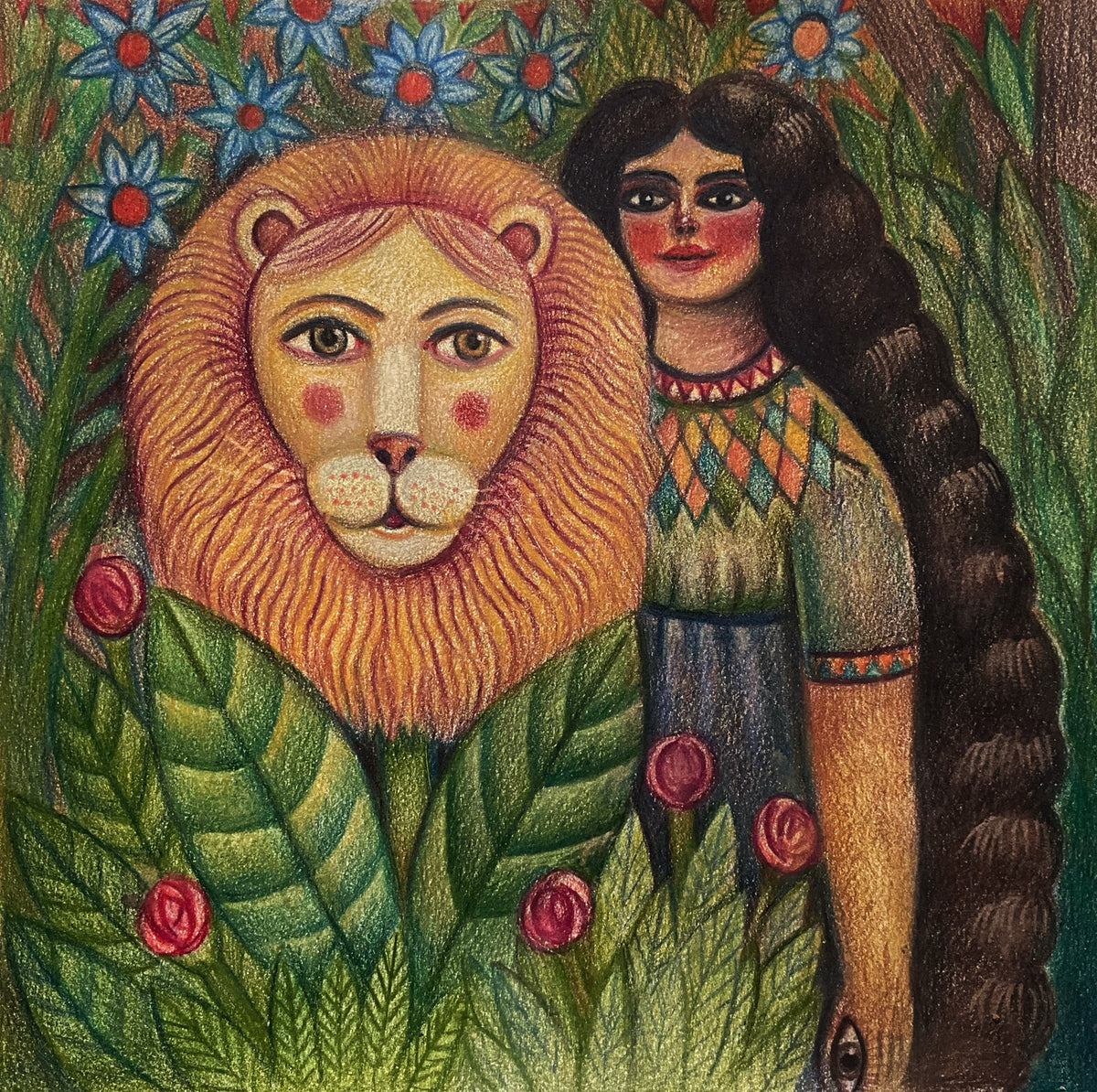 Woman with a Dandelion in the Garden