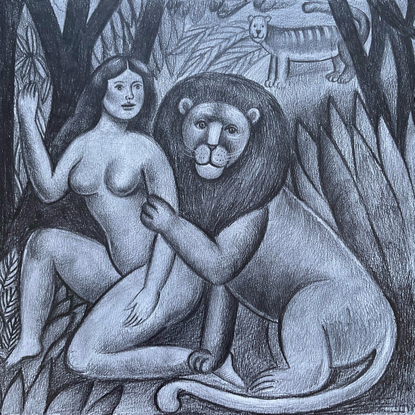 Woman with a Lion and a Tiger, 2023