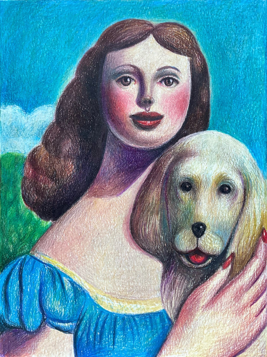 Woman with White Dog