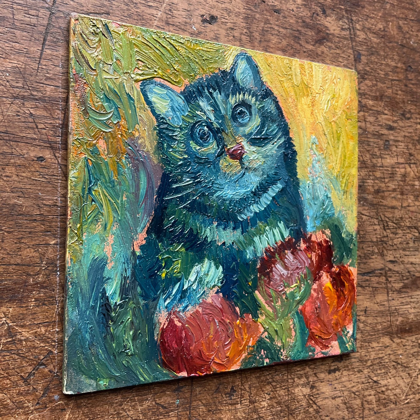 Mini Cat, Kitten and Flowers