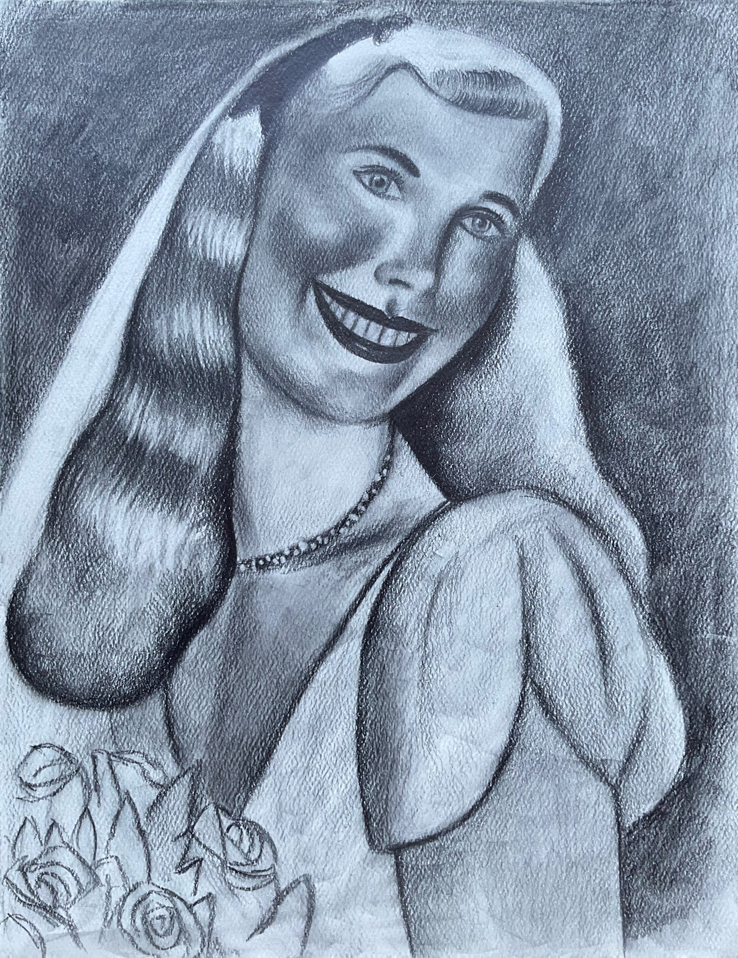 Woman Wearing Her Wedding Dress