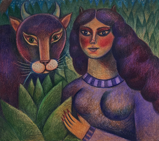 Zombie Woman With Horned Lion