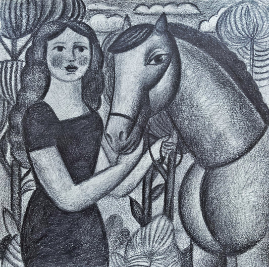 Woman and Horse in the Garden