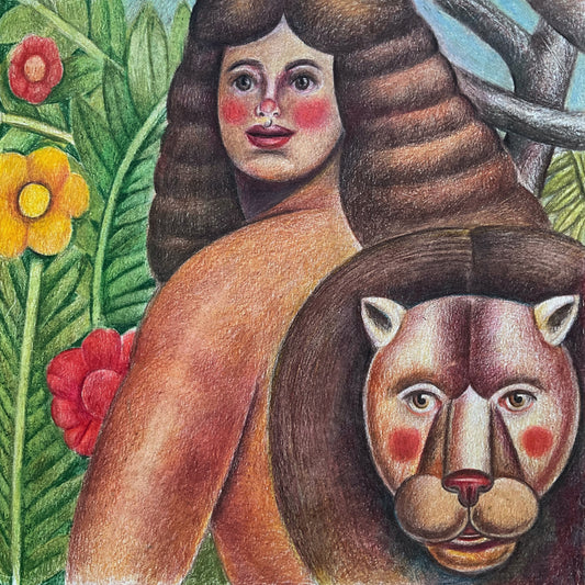 Woman Walking with a Lion, 2023