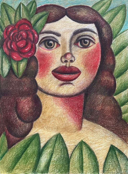 Portrait with Red Flower, 2024