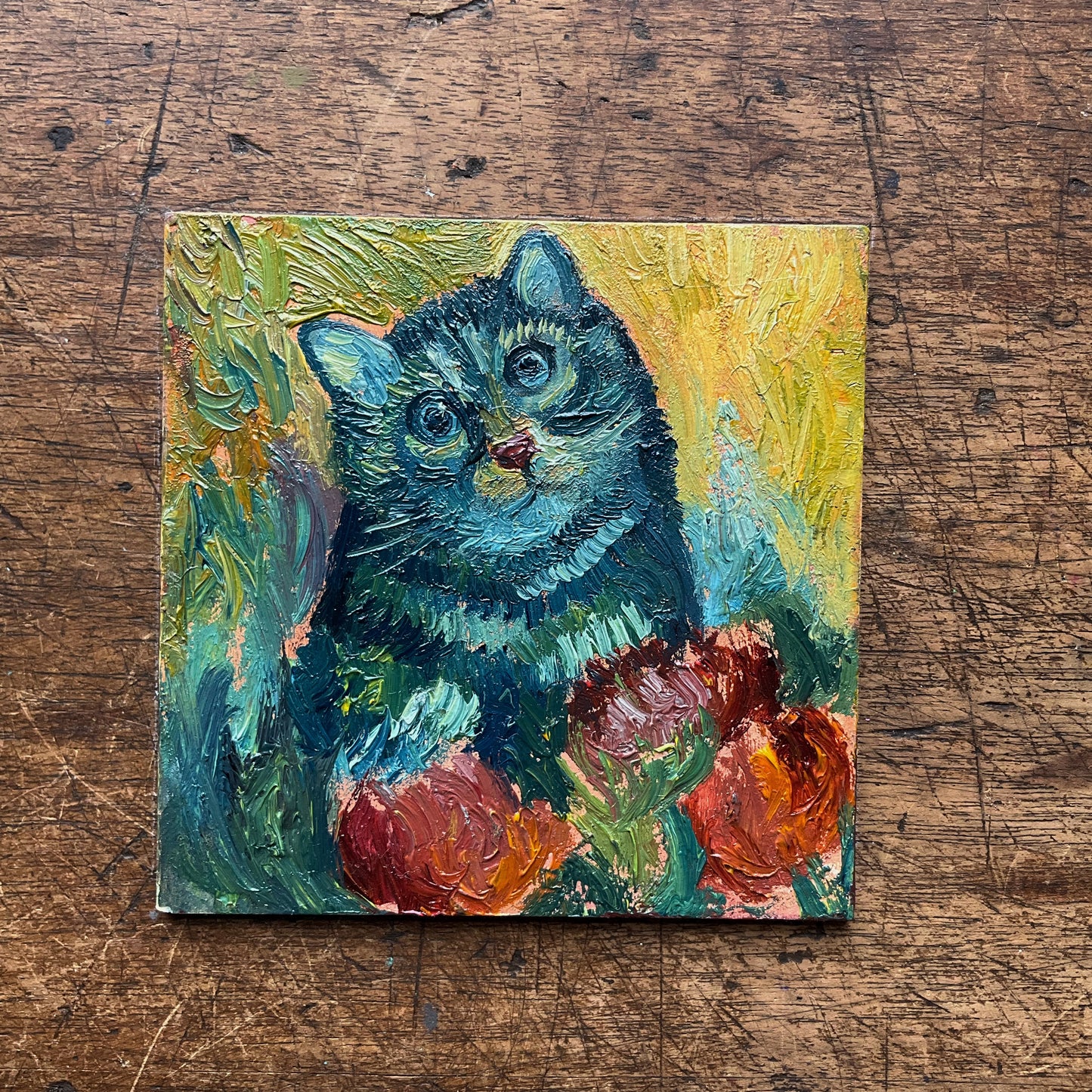 Mini Cat, Kitten and Flowers