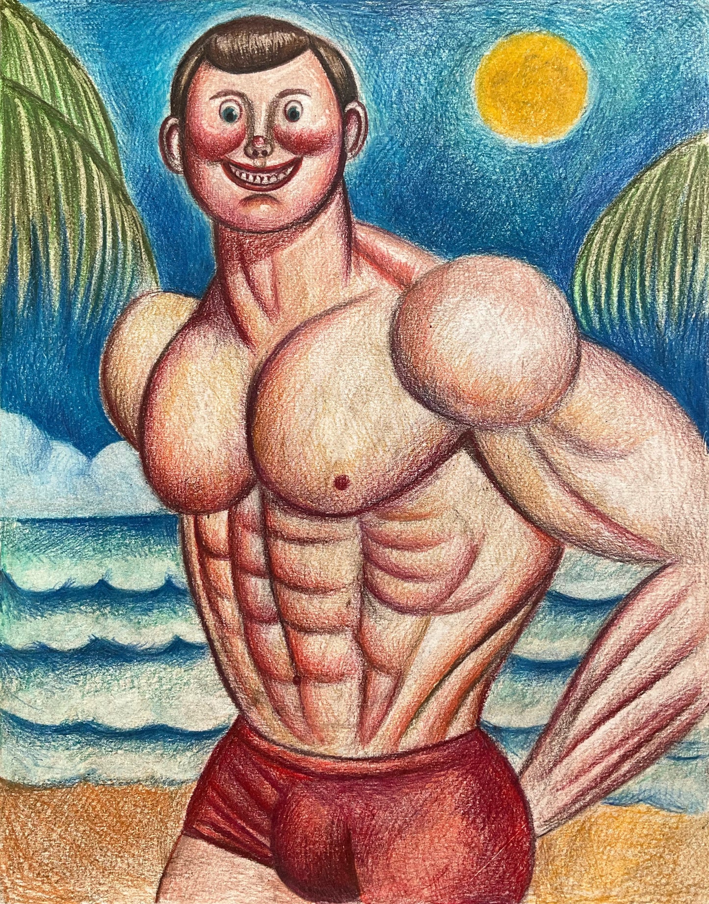 Muscle Man at the Tropical Beach
