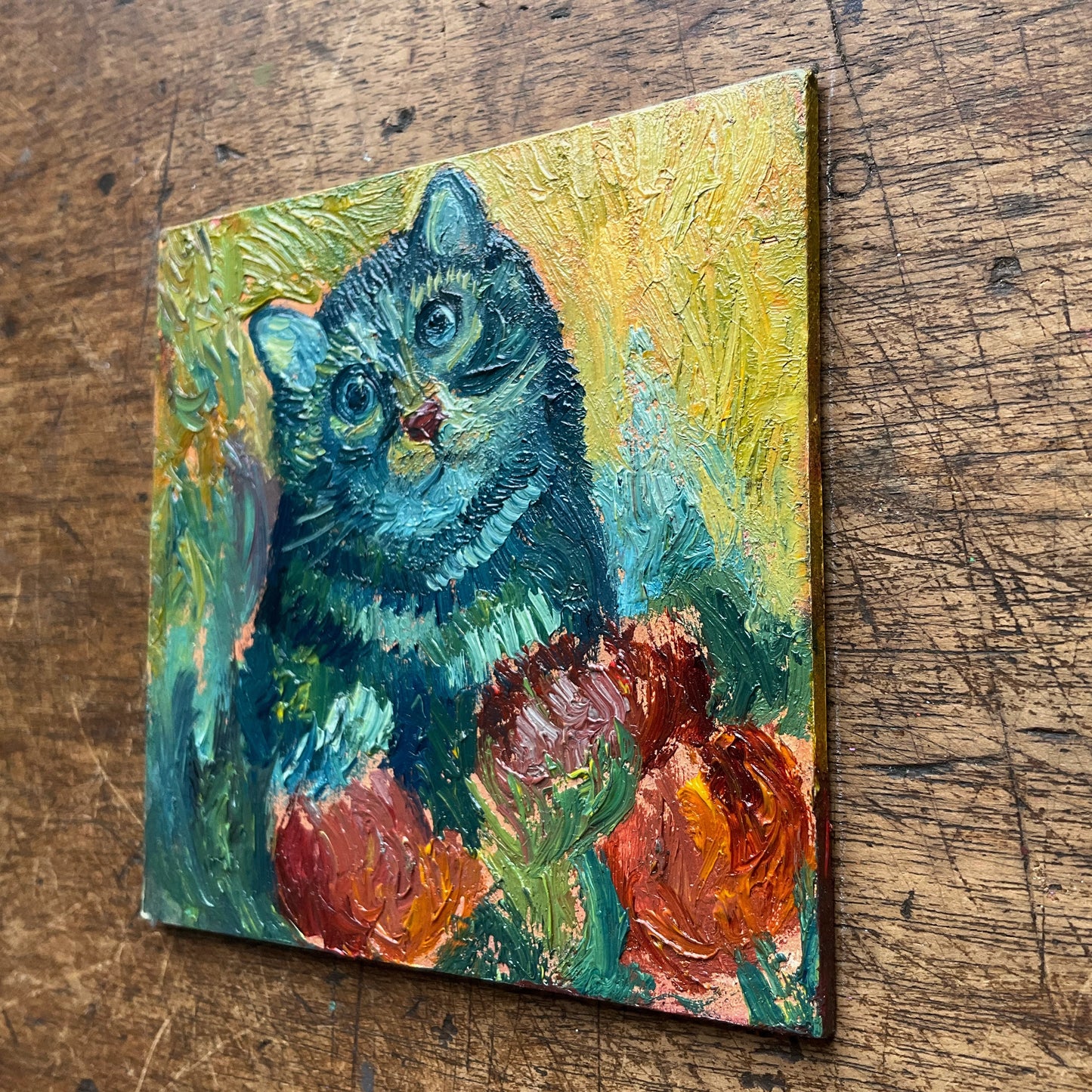 Mini Cat, Kitten and Flowers