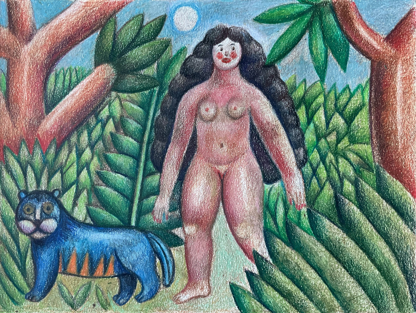 Woman Walking with a Blue Cat, 2023