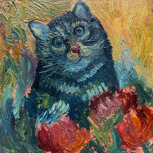 Mini Cat, Kitten and Flowers