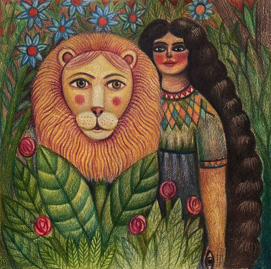 Woman with a Dandelion in the Garden