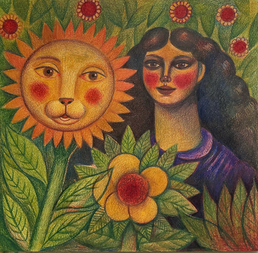 Woman with a Sunflower Lion