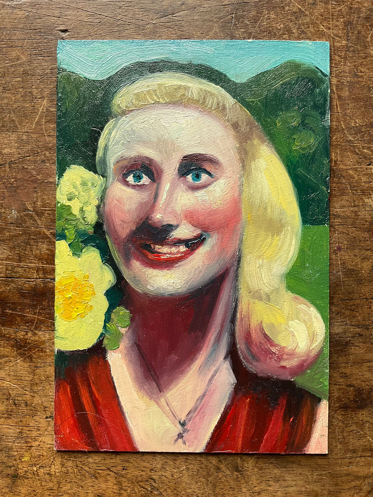 Woman Smiling Wearing a Red Dress