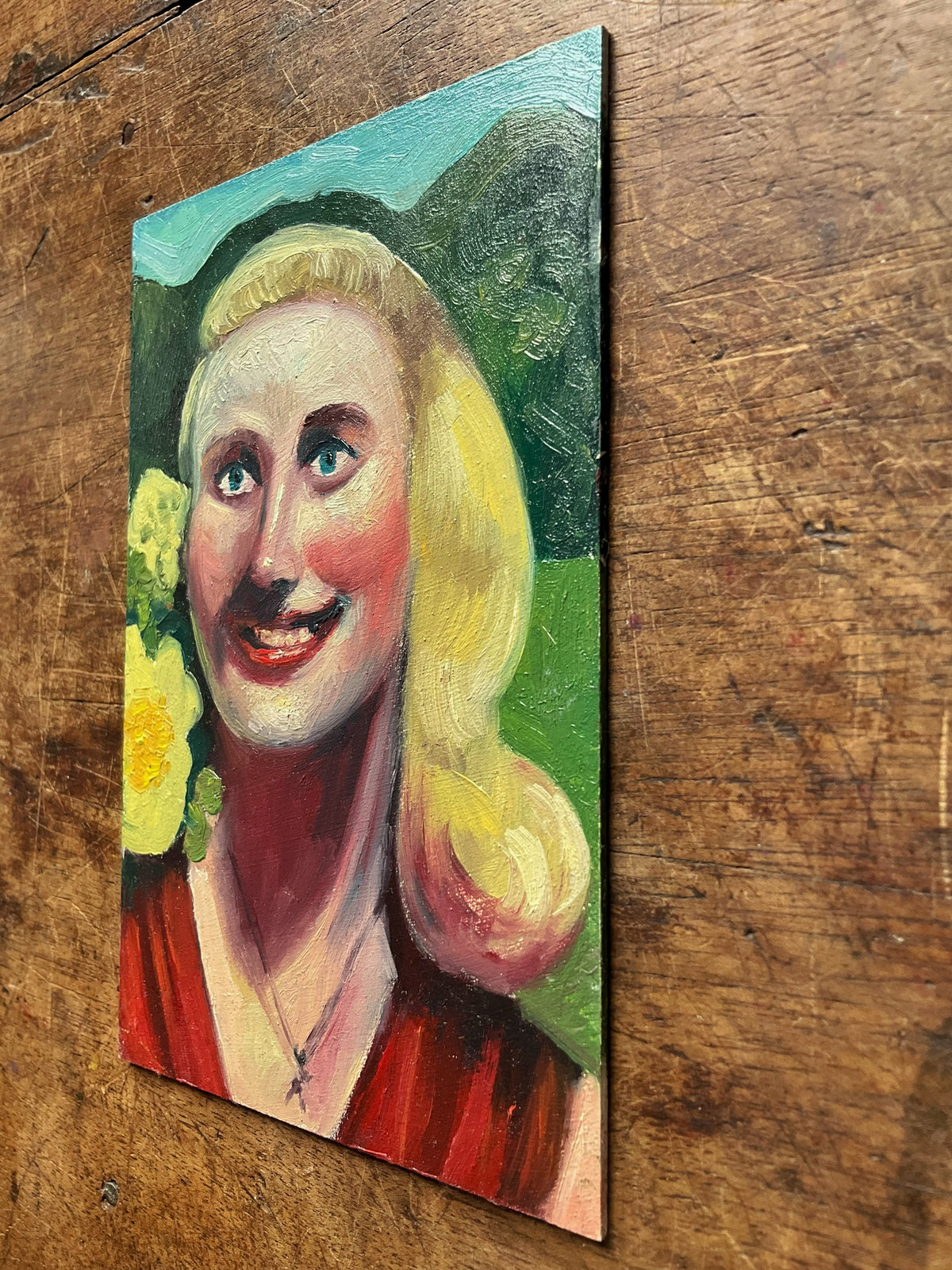 Woman Smiling Wearing a Red Dress